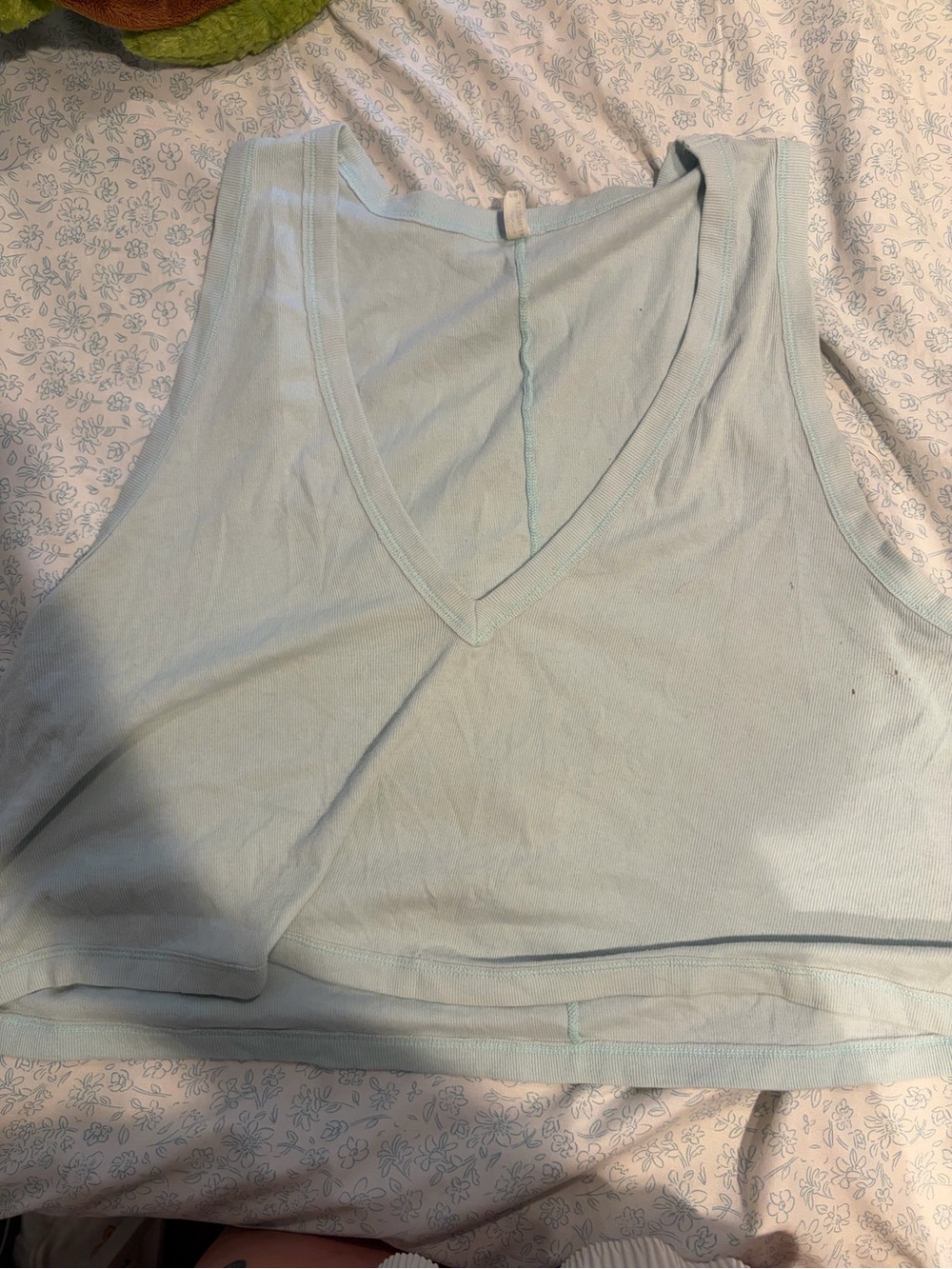 Light Blue V-Neck Crop Tank Top